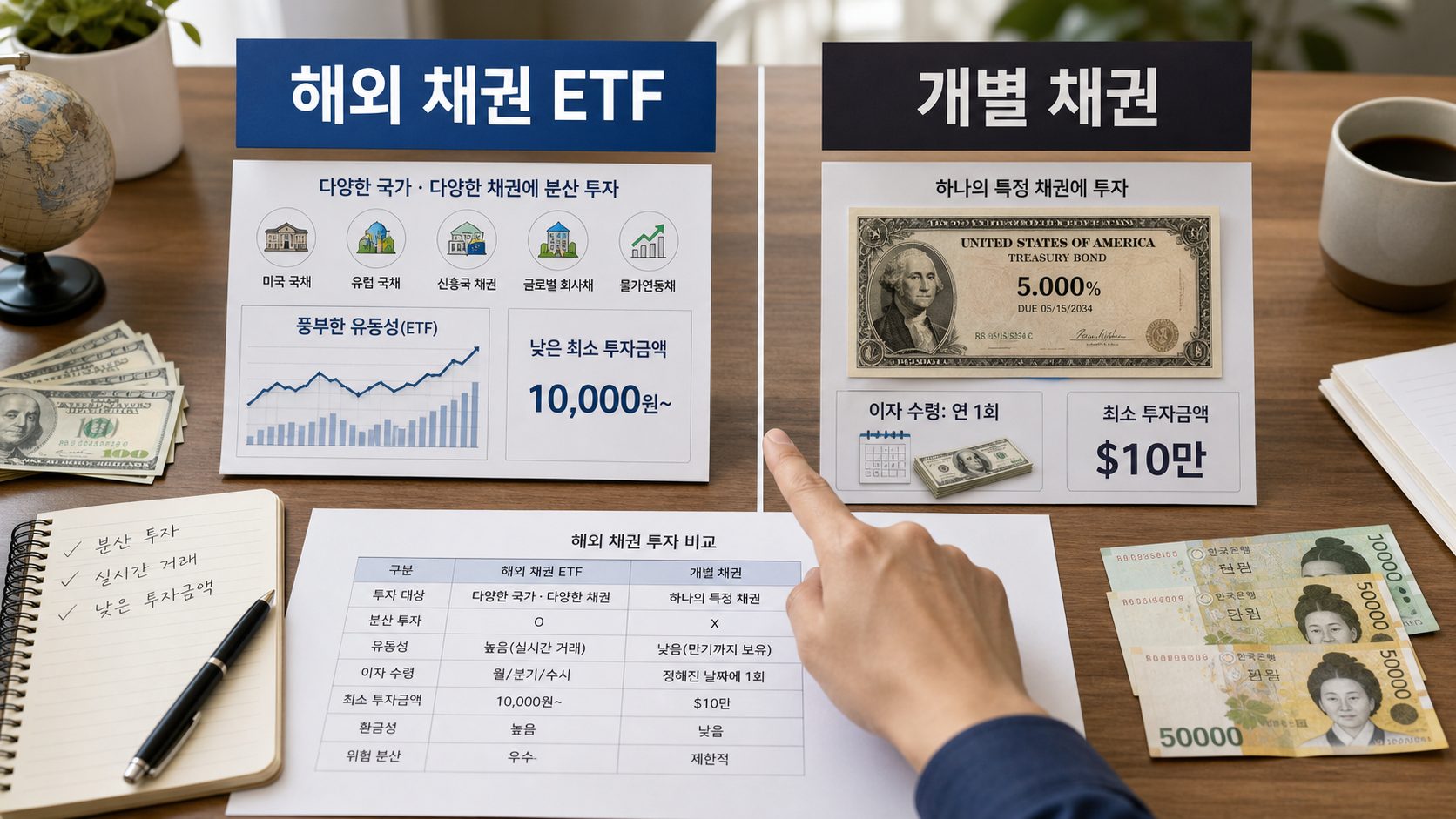 해외 채권 ETF와 개별 채권 수익률·유동성 비교 선택 기준