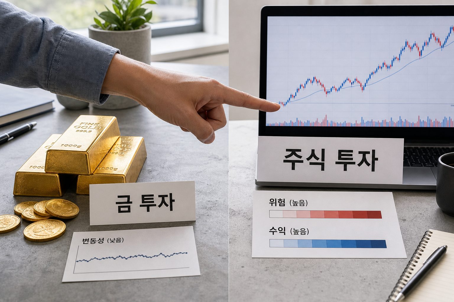 금 투자와 주식 투자 수익률·리스크 비교 기준 정리