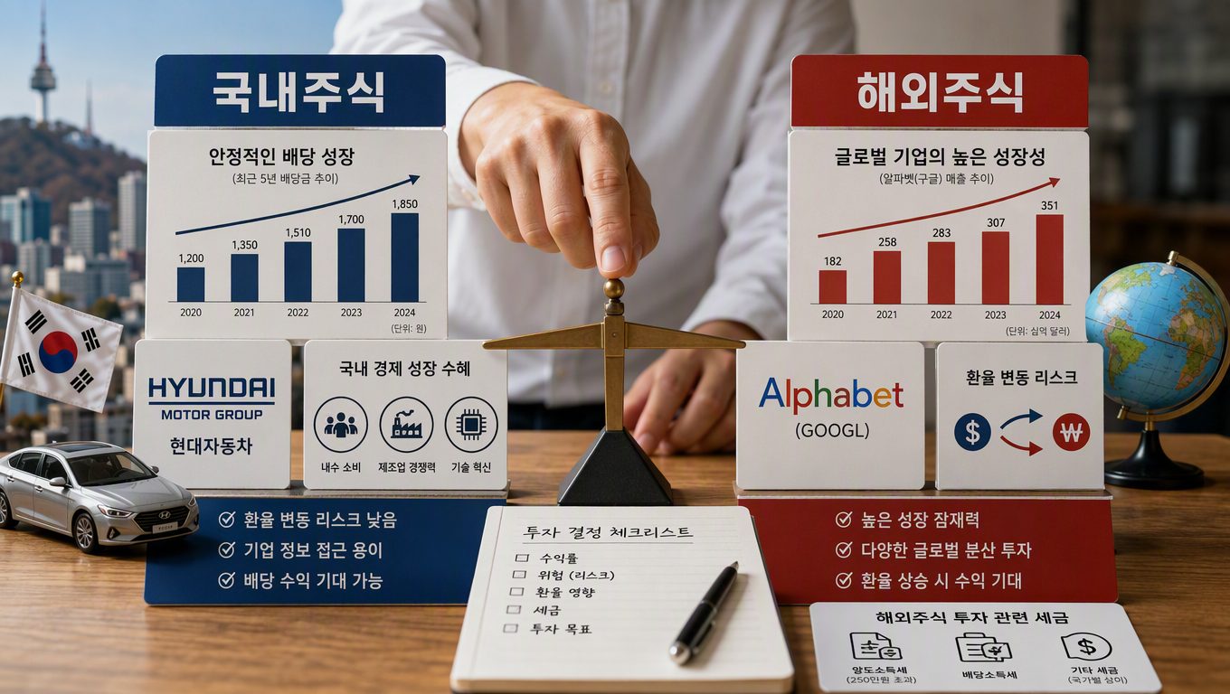 장기 투자 종목 추천 시 국내주식과 해외주식 수익률·위험 비교 기준