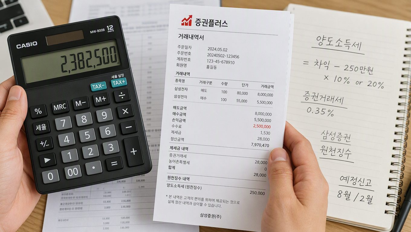 증권플러스 비상장 주식 양도소득세 계산과 신고 기준