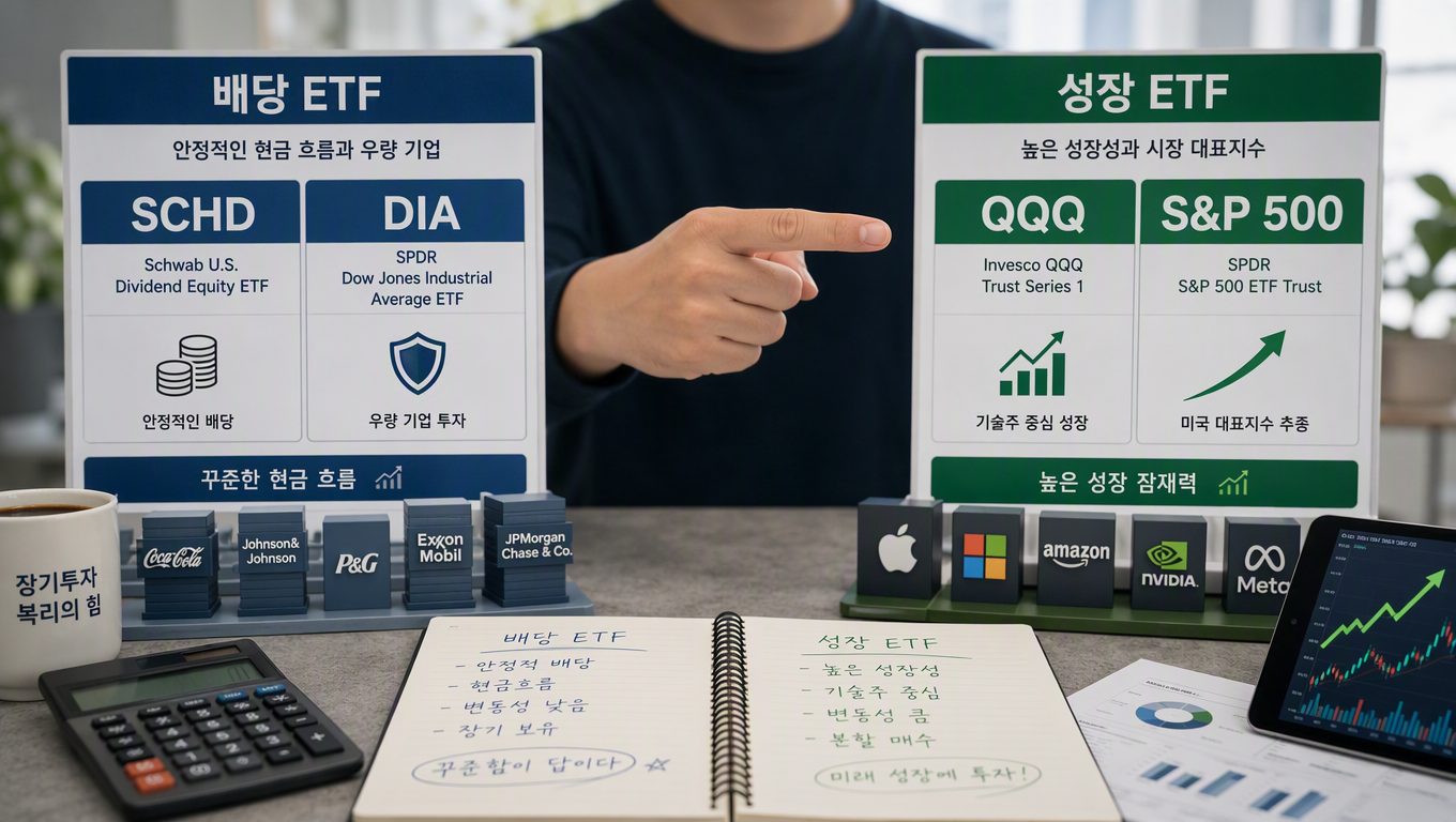 장기 투자 etf 추천에서 배당형과 성장형 상품 구분