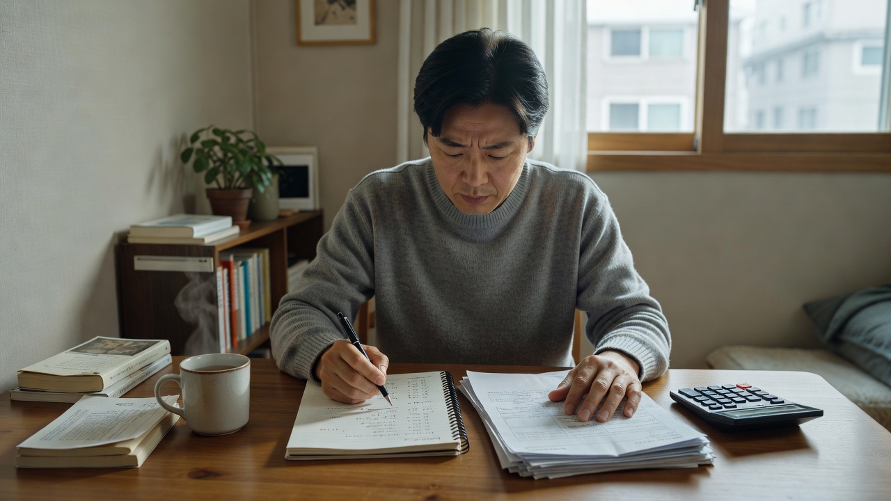원금균등 상환 첫 회차 계산하는 모습