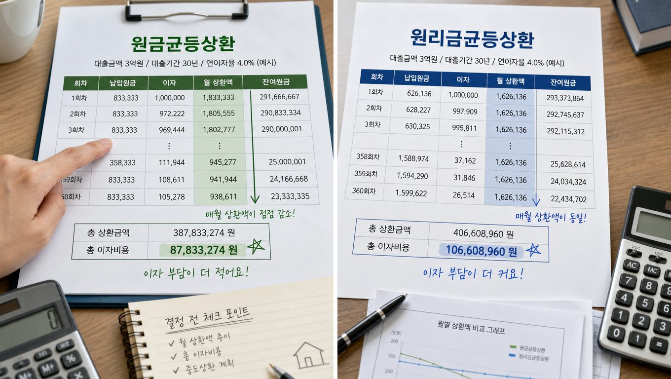 원금균등 원리금균등 중 뭐가 나을까요?
